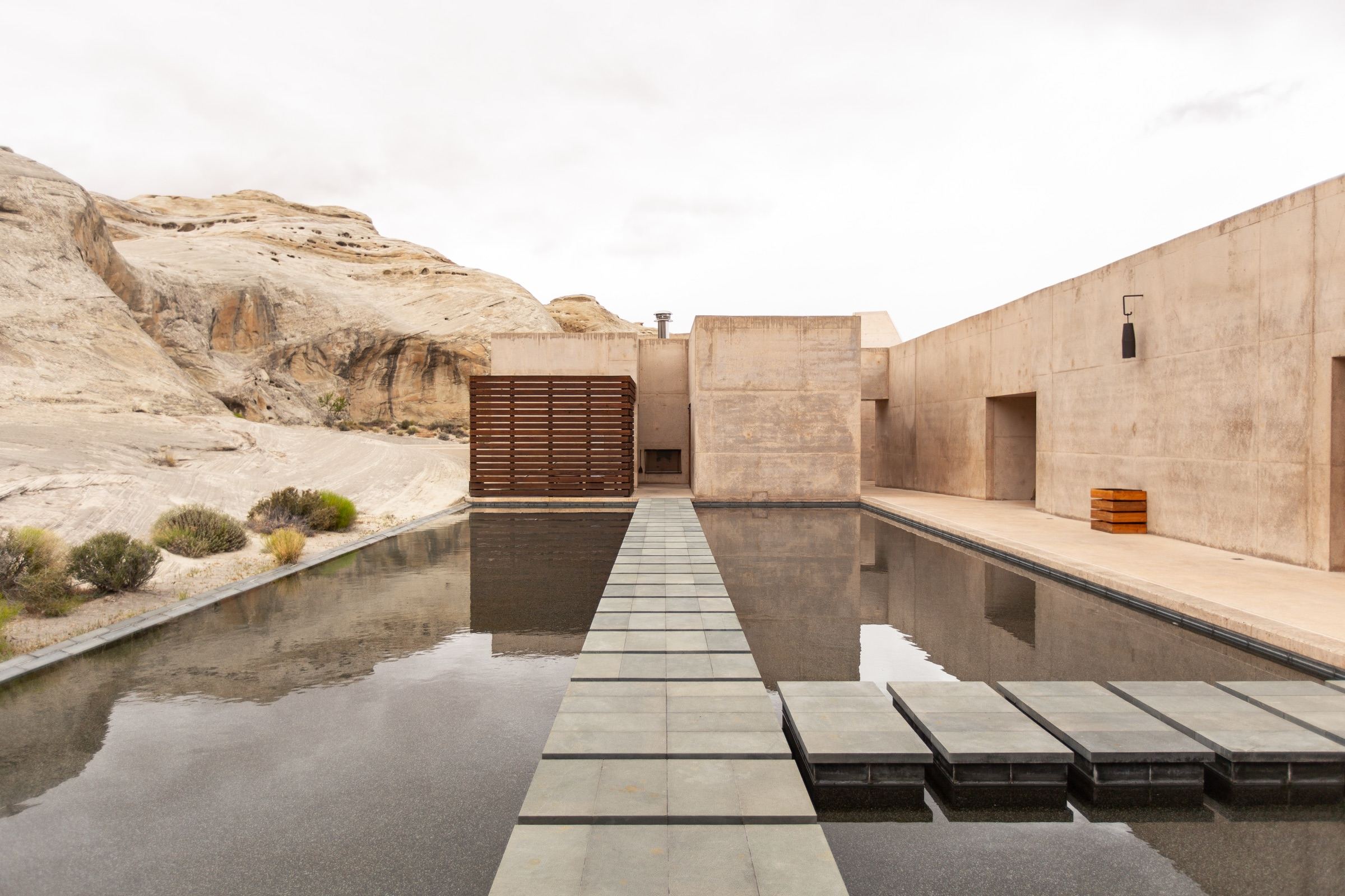 Desert pool at dusk