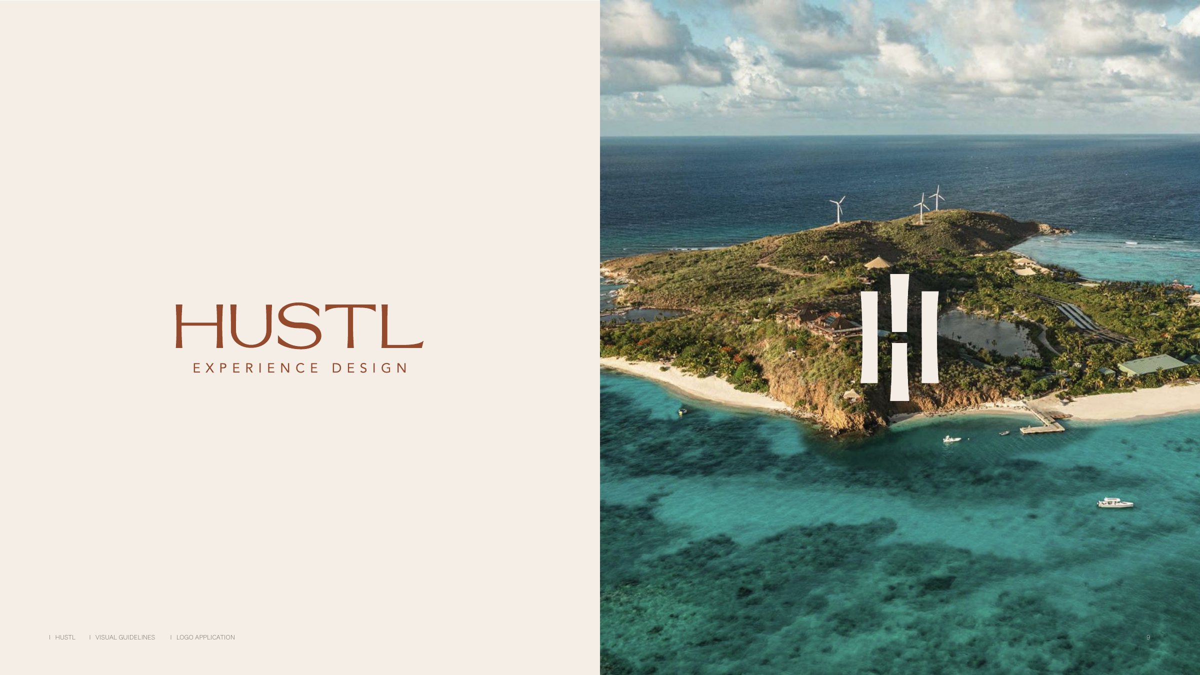 Hustl guidelines – the mark over a private island from the air