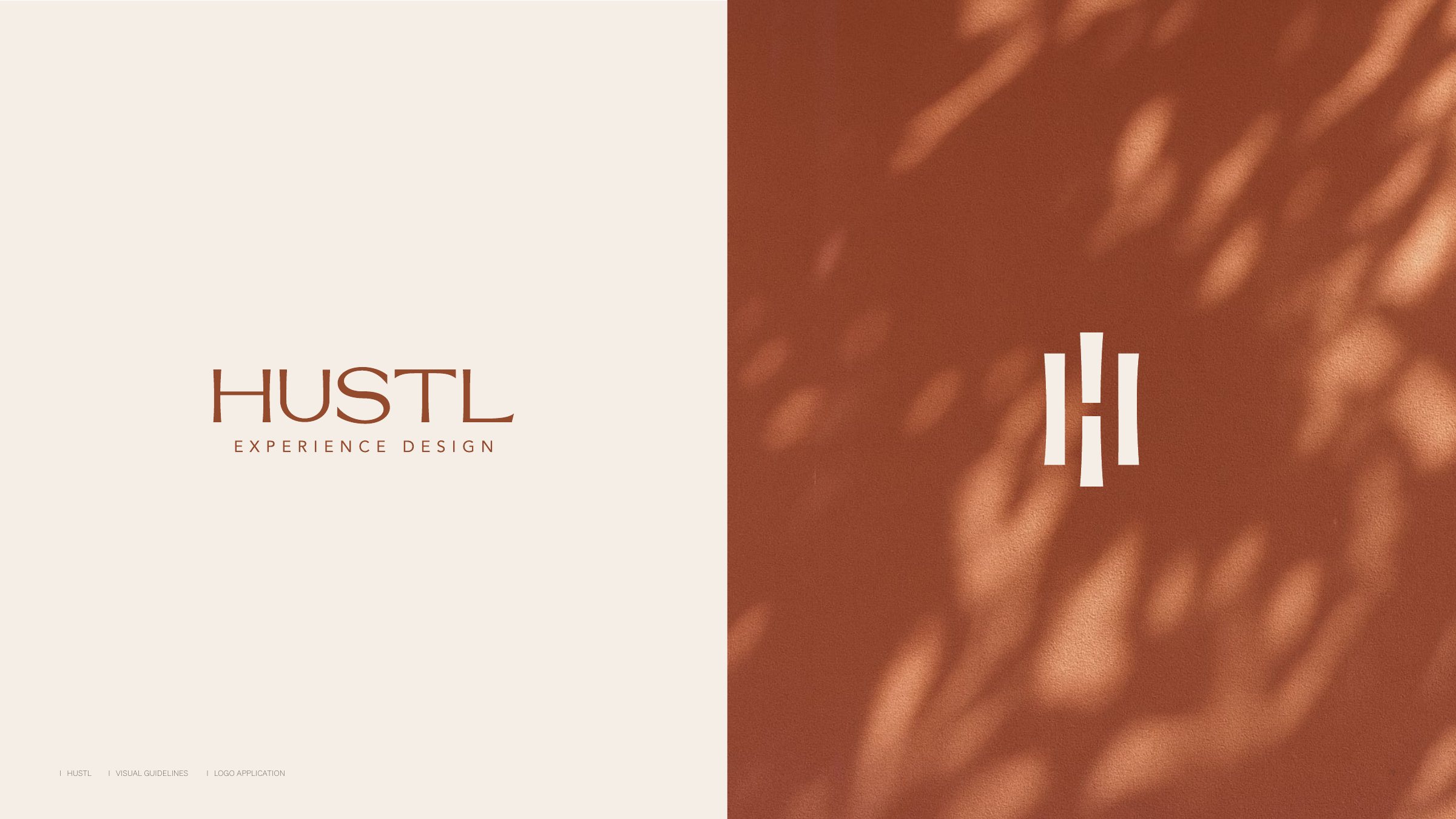 Hustl guidelines – the wordmark and the mark on terracotta