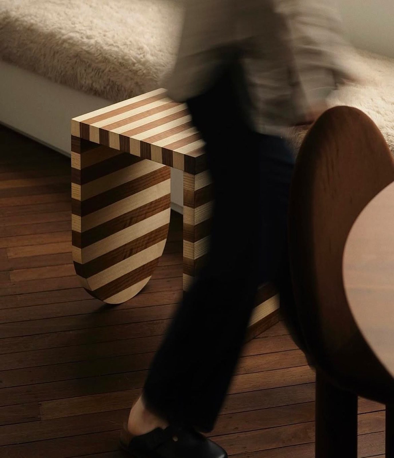 Interior detail with striped stool