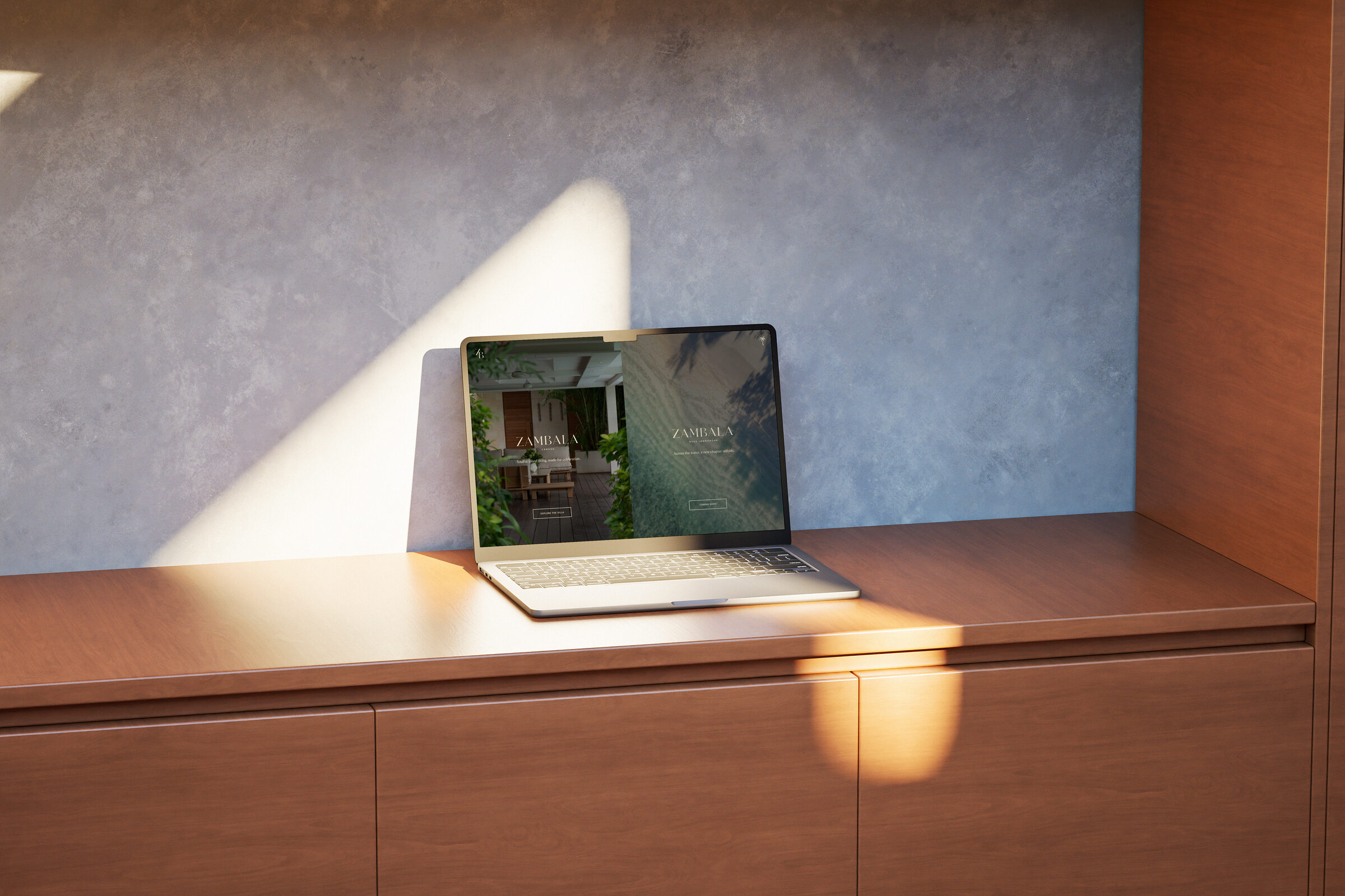The Zambala website on a laptop